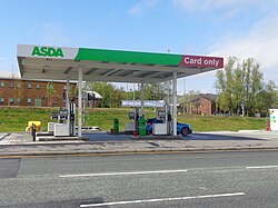 An unstaffed Asda self-service filling station where payment is made at the pump by credit or debit card. This one is in Middleton, Leeds, England.
