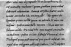 Sample of Niccoli's cursive script, which developed into Italic type