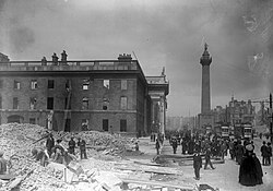 Damage in Dublin city centre following the 1916 Easter Rising