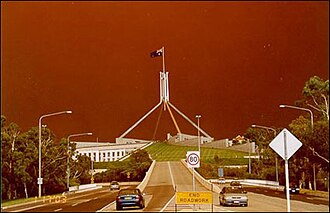 2003 Canberra bushfires, visible from Parliament House