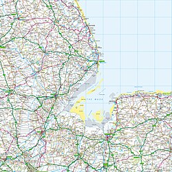 Grid square TF. The map shows The Wash and the North Sea, as well as places within the counties of Lincolnshire, Cambridgeshire and Norfolk.