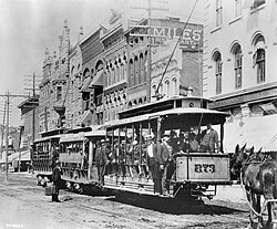 Electric streetcars on Illinois Street in 1896