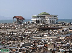 Baiturrahim Mosque survived the tsunami in Ulèë Lheuë, Banda Aceh