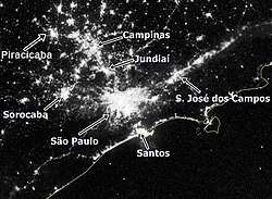 Satellite imagery of the Expanded Metropolitan Complex at night.