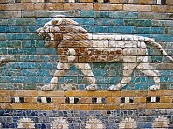 Lion in ceramic tile from the Ishtar Gate in Babylon