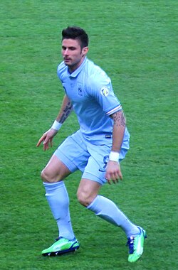 Giroud playing for France against Georgia in March 2013