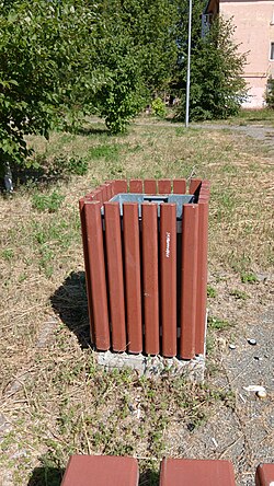 A dustbin in the park in Omsk, Russia