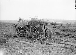 Captured 15 cm (150 mm) Ringkanone 92 German gun near Mametz Wood, 10 August 1916.