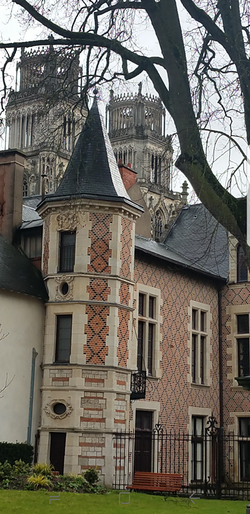 View of the Cathedral and the Hotel Groslot, from the Hotel public park