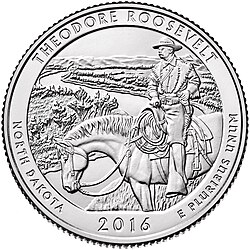 The Little Missouri River and Theodore Roosevelt National Park appear with Roosevelt on the reverse of the 2016 America the Beautiful quarter.