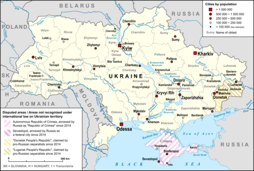 Ukraine (2021) — major cities and adjacent countries