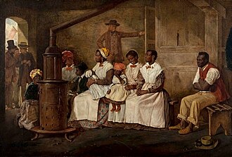 Slaves Waiting for Sale: Richmond, Virginia, 1853. Note the new clothes. The domestic slave trade broke up many families, and individuals lost their connection to families and clans.