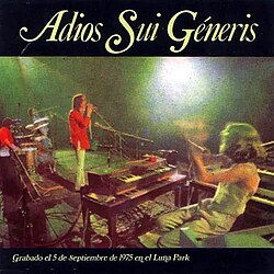 Cover of the double album "Adiós Sui Generis" registering their historical farewell concert in 1975.
