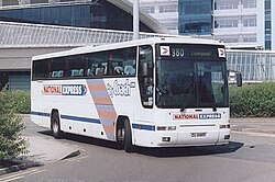 Plaxton Premiere bodied Volvo B10M at Manchester Airport in April 2003