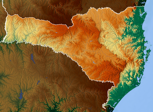 Topographic map of Santa Catarina