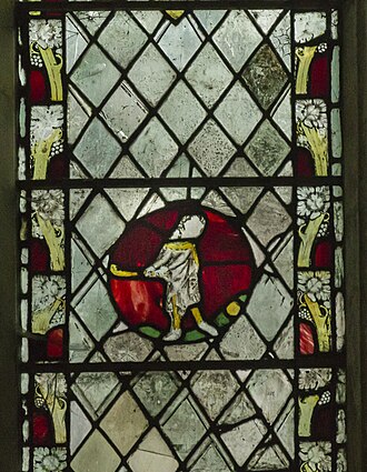 Stained Glass Window installed in Gloucester Cathedral in the 1350's. Said to be the oldest depiction of the sport.[10]