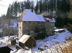 Fortified house – a family seat of a knight (Schloss Hart by the Harter Graben near Kindberg, Austria)