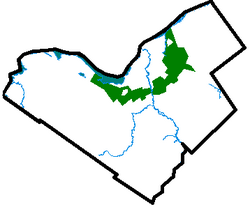 The central core of Ottawa, located in the middle of the map, is surrounded by the National Capital Greenbelt