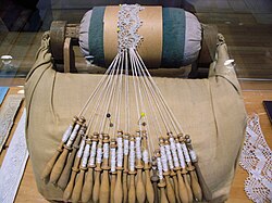 Bobbin lace in progress
