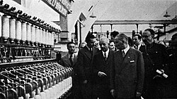 Atatürk and İsmet İnönü at Nazilli Cotton Factory (1937)
