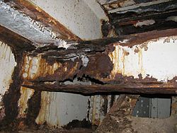 Severely rusted girder near the Arlington Memorial Bridge bascule span in 2013