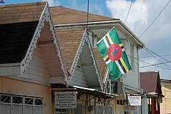 Building in Roseau with the flag