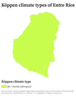 Köppen climate map of Entre Ríos Province.