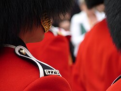 A member of the regiment wearing the shoulder title at Canada Day celebrations
