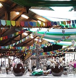 Ayahuasca (called "Santo Daime" within the religion) waiting for the beginning of the ceremonial work. Participants' faces have been obscured for privacy.