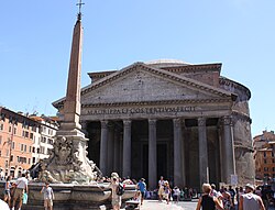 The Pantheon and the Fontana del Pantheon. Roman relics and Roman culture are important symbols in Italy.