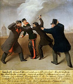 Assassination attempt on the emperor in 1853.