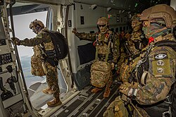 Brazilian Para-SAR Special Forces in operational free-jump training on a C-390