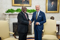Ramaphosa with U.S. President Joe Biden in the White House, 16 September 2022