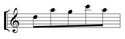 Basic five-note unit of Reed Phase, by Steve Reich