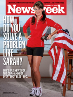 The controversial Newsweek cover from November 23, 2009, featuring Sarah Palin