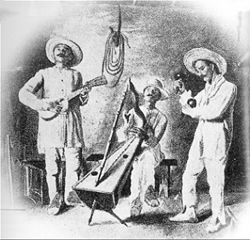 Música Llanera is the most popular folk genre, and the cowboy music, of Venezuela. Depiction of a Llanera band in 1912.