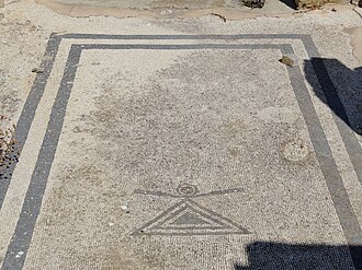 One of the mosaics of Delos, Greece with the symbol of the Punic-Phoenician goddess Tanit