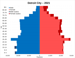 Population pyramid of Detroit in 2021
