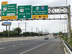 US 1/9 northbound at the beginning of US 1/9 Truck in Newark