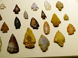 Pre-Columbian arrowheads on display at the museum. The museum houses a number of historical artifacts of the people of British Columbia.