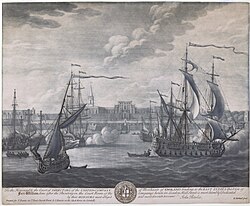 Ships of the British East India Company near Fort William in the Port of Calcutta in 1735