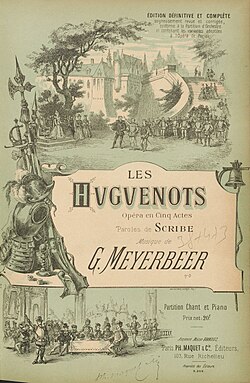 Cover to the vocal score of Giacomo Meyerbeer's Les Huguenots