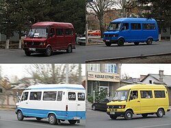 Four marshrutkas in Bishkek, Kyrgyzstan