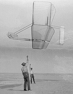 The 1902 Wright Glider shows its lift by pulling up.