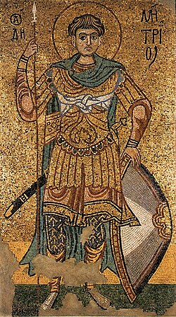 Early 12th-century Kyivan mosaic depicting St. Demetrius.
