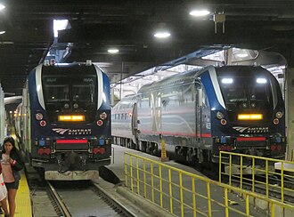 Two IDOT-owned Amtrak locomotives at Chicago Union Station