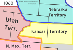 The territories of New Mexico, Utah, Kansas, and Nebraska before the creation of the Territory of Colorado