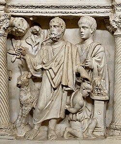 16th-century plaster cast of a late Roman-era Sacrifice of Isaac. The hand of God originally came down to restrain Abraham's knife (both are now missing).