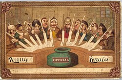 Postal clerks in an 1840 Penny Penates postcard