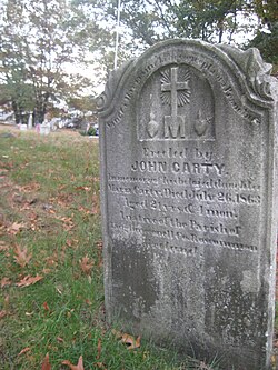 Gravestone in Boston Catholic cemetery erected in memory of County Roscommon native born shortly before the Great Famine